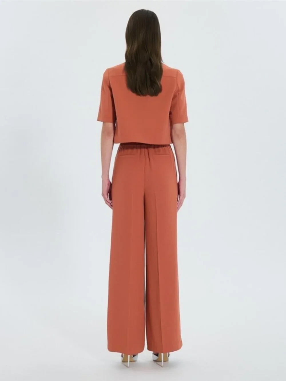 NWOT ZAPA Celina Short Sleeve Bolero Jacket Shirt in Dark Orange Brique